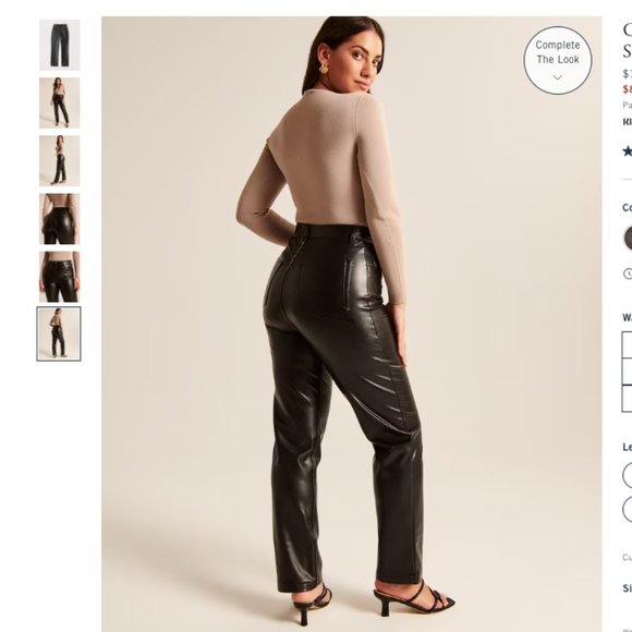 Black Vegan Leather 90s Straight Pants - Curve Love - Size 33 Short (16) - Picture 3 of 11